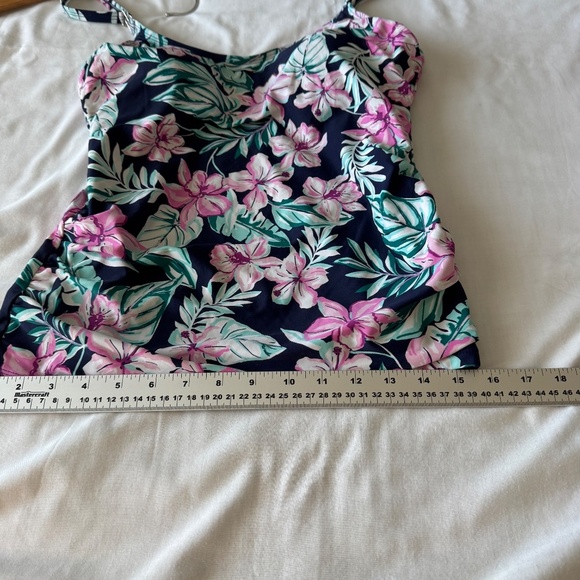 Krista Women's Large Dark Floral Tankini Swim‎ Top Spaghetti Straps Multicolor - Picture 13 of 15